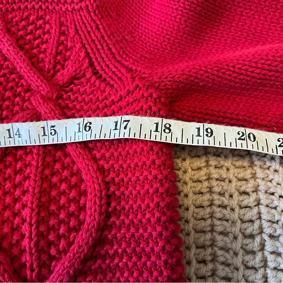 Lands' End Women's 100% Cotton Vibrant Red Knit Drifter Sweater - Picture 8 of 10